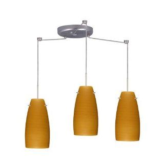 Tao 3 Light Pendant Finish Satin Nickel, Glass Shade Oak, Bulb Type Incandescent   Ceiling Pendant Fixtures
