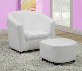Monarch Specialties Leather Look Juvenile Chair Ottoman, White, Set of 2   Kids Chair And Ottoman
