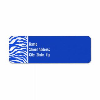 Blue Zebra Animal Print; Personalized Return Address Label