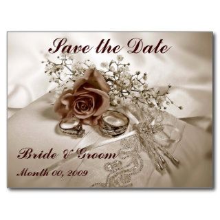 Wedding Rings and Roses Save the Date Postcards
