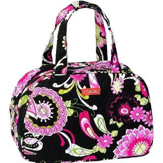 Sachi Black And Pink Floral Cosmo Style Insulated Lunch Bag   Reusable Lunch Bags