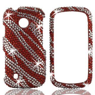 Talon Full Diamond Bling Phone Shell for LG VN270 Cosmos Touch   Zebra   Red   Verizon/US Cellular   1 Pack   Case   Retail Packaging   Red/Silver Cell Phones & Accessories