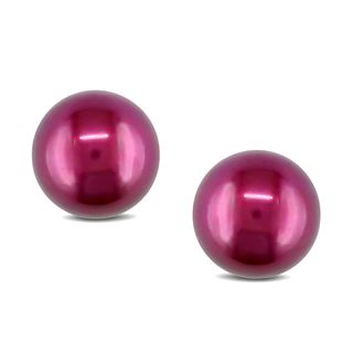 Miadora Sterling Silver Cranberry Pearl Stud Earrings (8 9 mm) Miadora Pearl Earrings