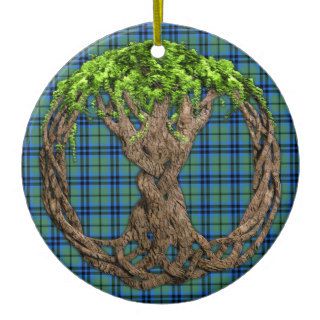 Clan Marshall Tartan And Celtic Tree Of Life Christmas Ornaments