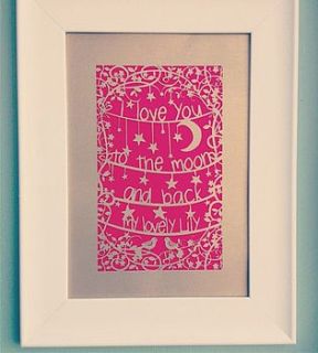 'to the moon' personalised unframed papercut by pogofandango