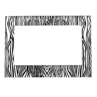 Cute black white zebra stripes & animal print frame magnet
