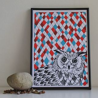 geo owl print by adam regester art and illustration