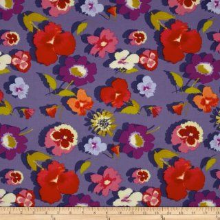 Secret Garden Large Floral Denim Purple Fabric