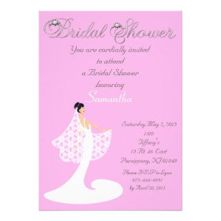 Pink & Cream Bride Bridal Shower Invitation