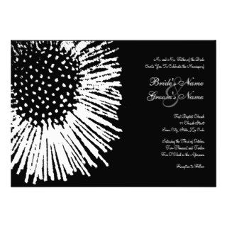 Black and White Abstract Floral Wedding Invitation