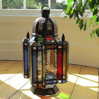 moroccan lantern with coloured glass by maroque
