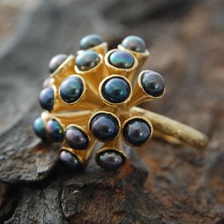 garnet or pearl gold cluster ring by embers semi precious and gemstone designs