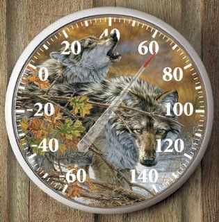 Wolves Thermometer by Lee Kromschroeder   Outdoor Thermometers