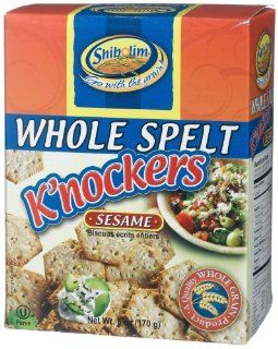 Shibolim Whole Spelt K'nockers Sesame, 6 Ounce Boxes (Pack of 6)  Crackers  Grocery & Gourmet Food