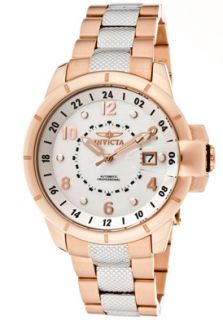 Invicta 1180  Watches,Mens Specialty White MOP Dial 18K Rose Gold Plated & Stainless Steel, Casual Invicta Automatic Watches