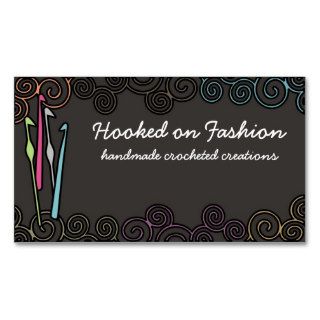 crochet hooks colorful yarn business cards