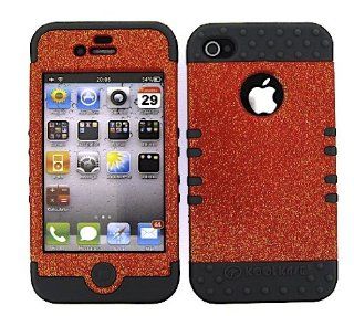 Cell Phone Skin Case Cover For Apple Iphone 4 4s Glitter Light Red    Gray Rubber Skin + Hard Case Cell Phones & Accessories
