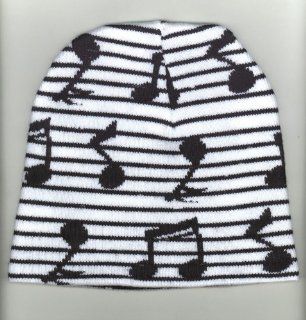 Knit cap with Music Notes (white cap with black notes) 