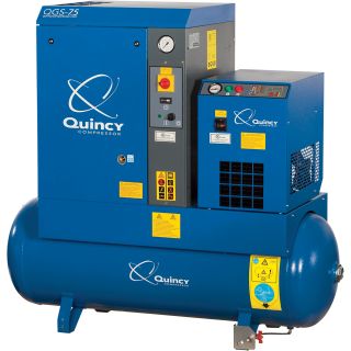 Quincy QGS Rotary Screw Compressor with Dryer — 7.5 HP, 230 Volt Single Phase, 60 Gallon, 21.2 CFM, Model# 4152002727  21   49 CFM Air Compressors