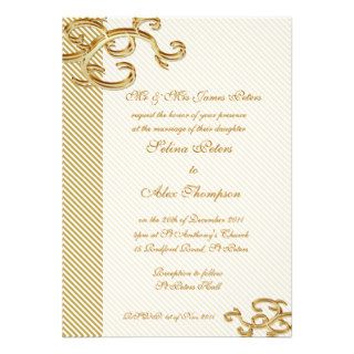 Pale Gold Stripe Wedding Invitation