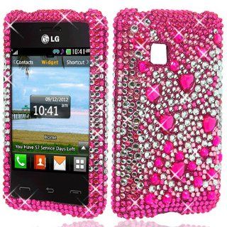 Pink Pearl Hearts Bling Hard Case Cover for LG 840G + Stylus Pen Cell Phones & Accessories