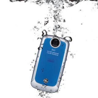 GE DV1 Waterproof Pocket Video Camera   Blue       Electronics