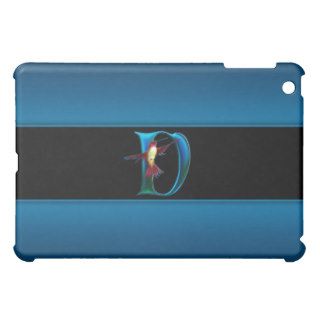 D Blue Hummingbird Monogram  iPad Mini Covers