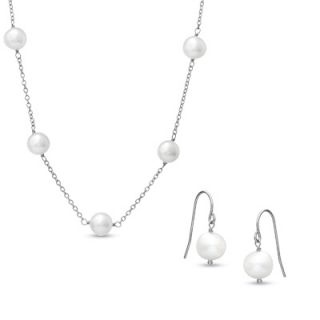 Honora 7.5   8.0mm Cultured Freshwater Pearl Station Necklace and