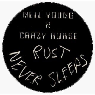 Neil Young   Rust Never Sleeps (White On Black)   1 1/2" Button / Pin Clothing