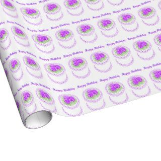 Happy Birthday Purple Rose Cake Wrapping Paper