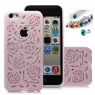 Cocoz New Releases Romantic Pink Rose Carved Palace Roses Fashion Design Hard Case Cover Skin Protector for Iphone 5c At&t Sprint Verizon Retail Packing(pc)  H003 Cell Phones & Accessories
