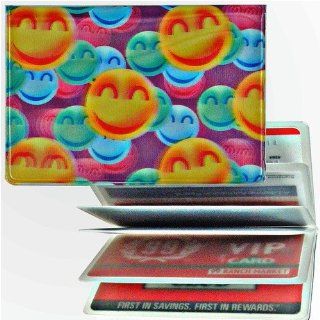 3D Lenticular ID Card Holder with vinyl insert of six frosted pockets, 3D Happy Faces, PUPPLE  Business Card Holders 