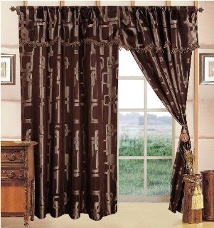 2pc Window Curtain Set with Attached Valance   60x84"+18"   Chocolate Brown   Chestnut Collection   Window Treatments