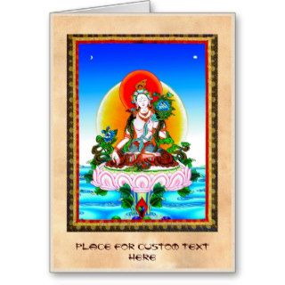 Cool oriental tibetan thangka White Tara tattoo Greeting Cards