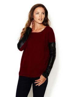 Silk Cashmere Sweater with Leather Sleeve Panels by Firth