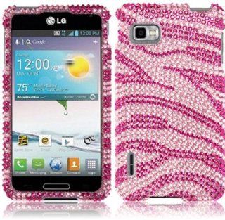 LF Pink Zebra Rhinestone Case Cover, Lf Stylus Pen and Wiper Bundle Accessory for (Virgin, Sprint) LG Optimus F3 LS720, VM720 Cell Phones & Accessories