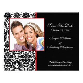 Black Damask Photo Save The Date Announcement