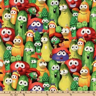 44'' Wide VeggieTales Characters Green Fabric By The Yard