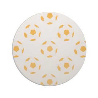 Orange and White Soccer Ball Pattern Coasters