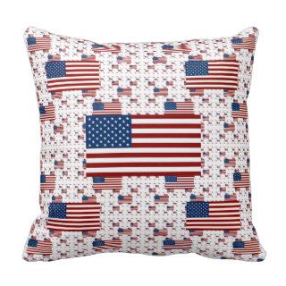 USA Flag in Layers Throw Pillow