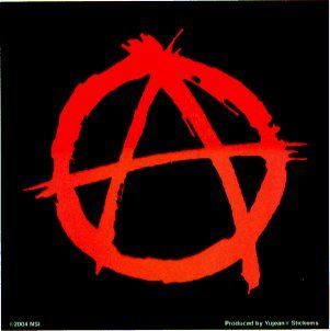 Anarchy   Red "A" Logo in Circle on Black Square   4 1/8" Square Sticker / Decal Automotive