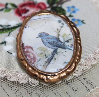 porcelain blue bird cameo brooch by amanda mercer