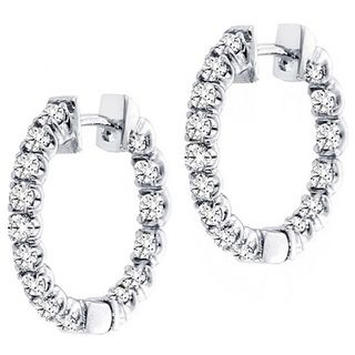 14k White Gold 3ct TDW Diamond Inside out Hoop Earrings (F G, SI1 SI2) Diamond Earrings