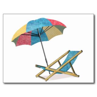 Beach Chair and Umbrella Postcards