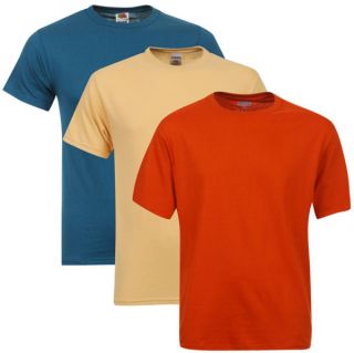 Fruit of the Loom/Jerzees Mens 3 Pack T Shirts   Extra Large   Rust/Beige/Turquoise      Clothing