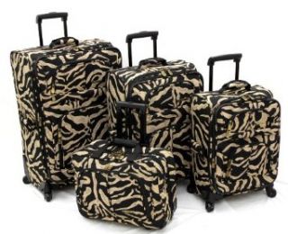 Leisure Luggage Lightweight Collection Zebra 360 4 Piece Luggage Set, Zebra, One Size Clothing