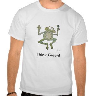 Whimsical Think Green Clover Frog Lover Shirt