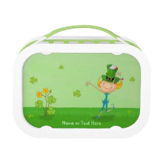 Cute Irish Girl Leprechaun Hat & Shamrock Clovers Lunchbox