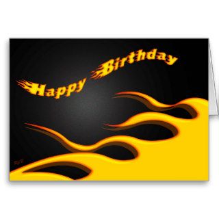 Racing Flames Happy Birthday Greeting Cards
