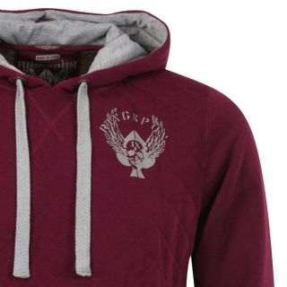 Ringspun Mens Overall Quilted Hoody   Burgundy      Mens Clothing